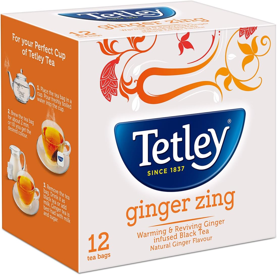 Tetley Flavour Tea Bags, Ginger, 12 Tea Bags