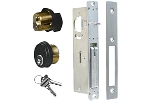 AISECURE Alsecure Commerical Mortise Lock Storefront Door Lock, Swing Deadbolt & Solid Brass Cylinder Combo with Thumbturn and SC Keys for Aluminum/Zinc Alloy Shop Doors, 1.1/8" Backset,Black