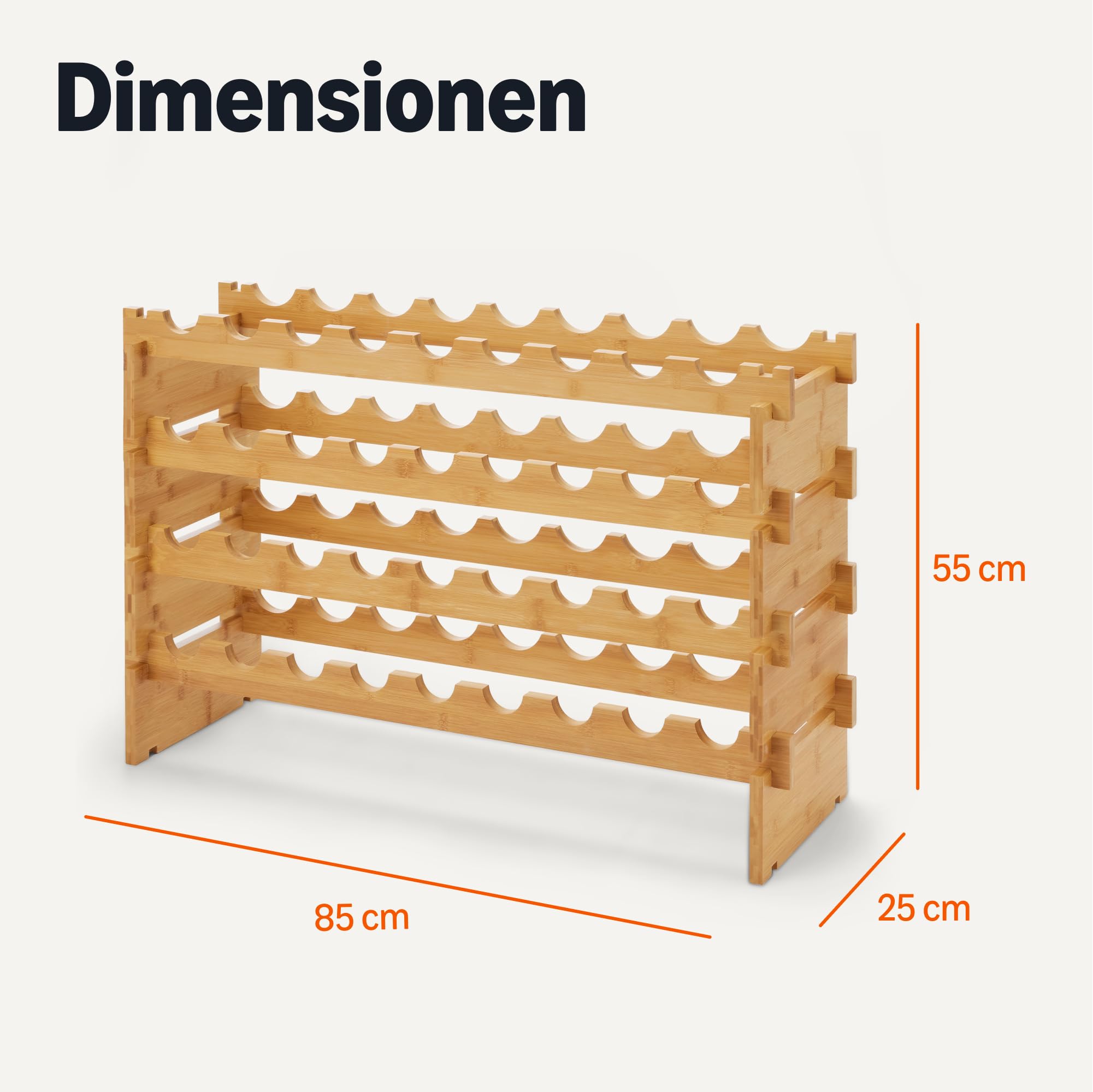 Amazon Basics – Stapelbares Weinregal aus Bambus, Kapazität für 36 Flaschen, Natürlich 5