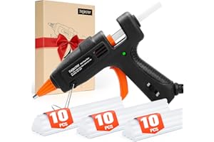 KEJECTOR Fireproof Hot Glue Gun, Mini Glue Gun Kit with 30 Glue Sticks, 20W Glue Gun with Transparent Glue Sticks 7 * 130 mm for DIY Arts, Crafts and Quick Repairs