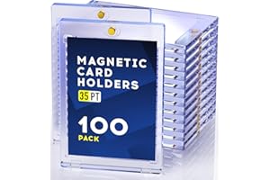 BASTHALAN 100ct Magnetic Card Holder for Trading Cards, 35pt One Touch Card Holder, U-V Protectors Hard Plastic, Magnet Case, Sports, Baseball Cards Holder