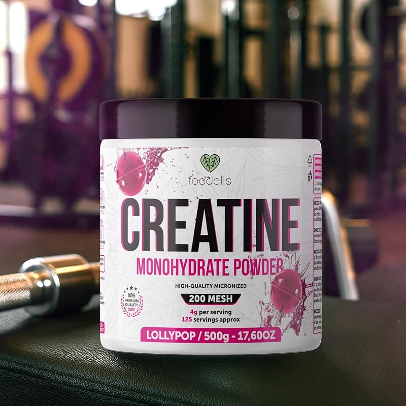 Pó de Creatina Monohidratada 500 g – Sabor Chulito – 100% Creatina Micronizada – Alta Pureza – Sem Aditivos – Vegan – Alta Solubilidade – Inclui Dispensador