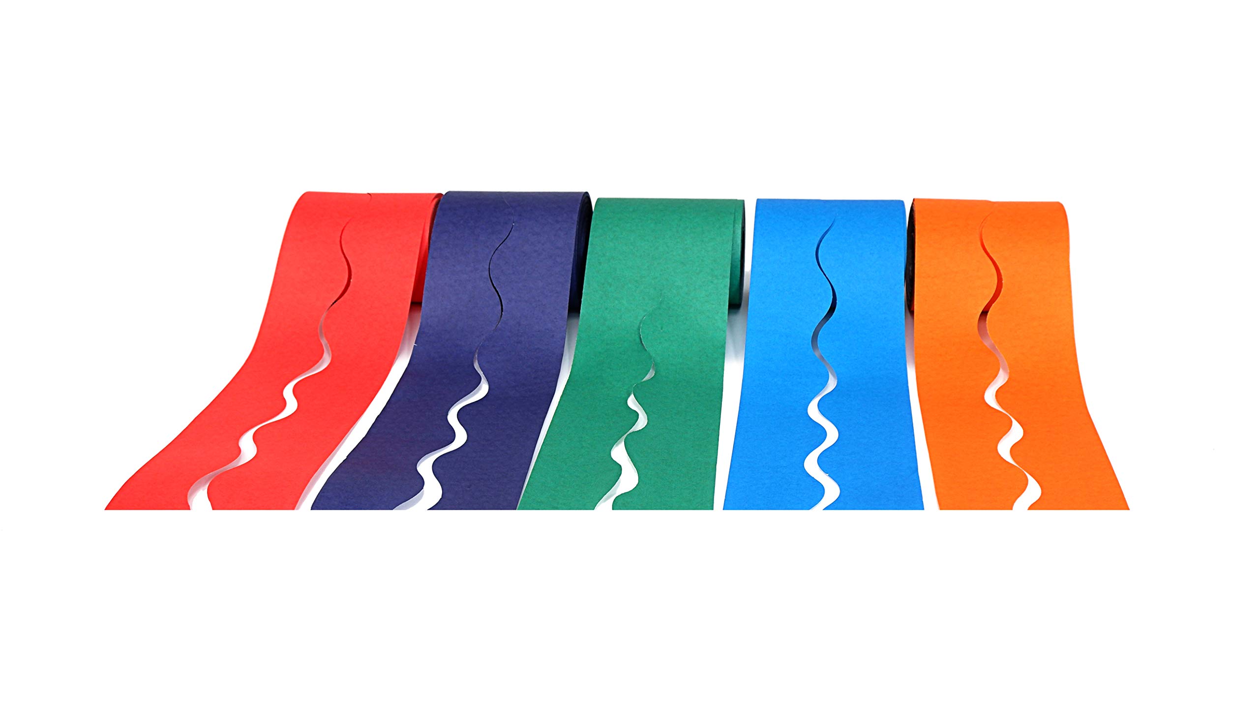 Creativity Inspired Scalloped Poster Paper Poster/Noticeboard Border, Warm Colours, Pack of 5, 100mm x 5m Rolls, Ideal for Classrooms, Schools, Offices, Display Boards & Bulletin Boards