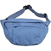 Unisex Slouchy Sling Bag, Large Fanny Pack with Multiple Compartments, Canvas Chest Purse Crossbody Bag, Adjustable Strap, Large Capacity (Blue)