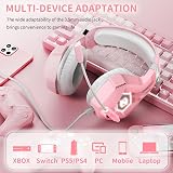Ozeino Gaming Headset with Microphone Pink 50mm Drivers 3D Surround PS5 PS4 view 4