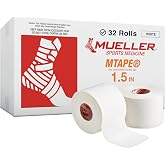 Mueller Sports Medicine MTape Rolls Team Pack, Quality Athletic Tape, Easy to Tear for Fast &amp; Effective Taping, 1.5" x 10 Yards Per Roll, 32 Rolls
