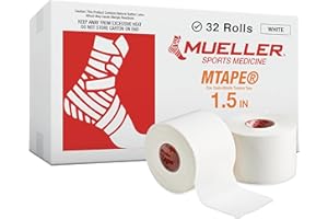 MUELLER Sports Medicine MTape Rolls Team Pack, Quality Athletic Tape, Easy to Tear for Fast & Effective Taping, 1.5" x 10 Yards Per Roll, 32 Rolls