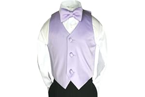 Unotux 2pc Boys Satin Lilac Vest and Bow tie Set from Baby to Teen
