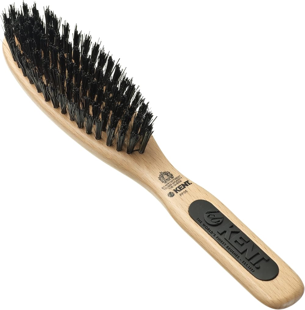 KENT PF05 Bristle & Nylon Smoothing Hairbrush - Narrow Oval for Short to Medium