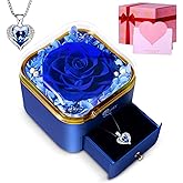 Valentines Day Gifts for Her Birthday Gifts for Women,Preserved Blue Rose with I Love You Necklace Preserved Flowers Gifts for Women Mom Girlfriend Wife Gifts Idea on Birthday Anniversary Valentines