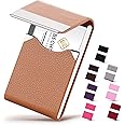 Leather Stainless Steel Cigarette Case Box - Regular Size Cigarette Pocket Holder, One-Hand Operate Cigarette Case for Men and Women