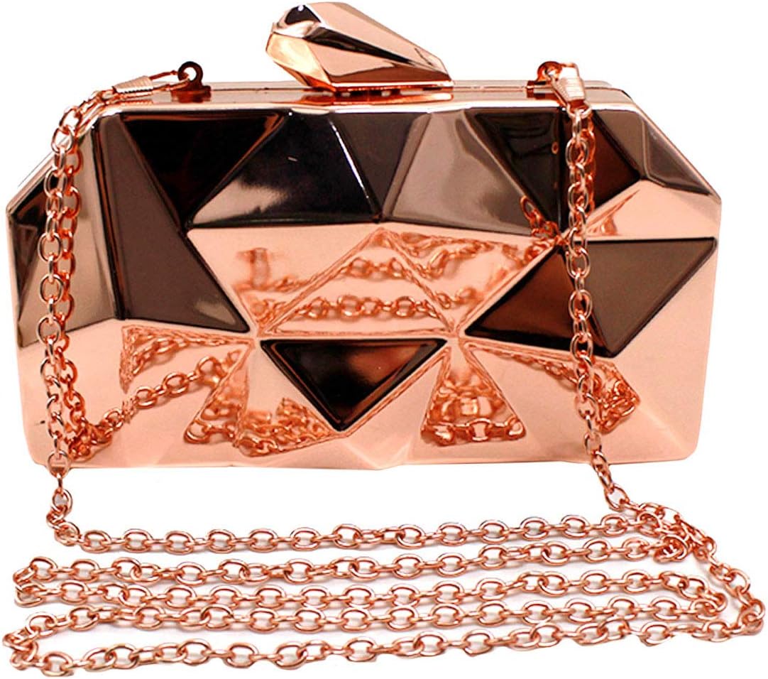 Meliya Womens Geometric Pattern Metal Handbag Diamond Evening Clutch Bags Mini Chain Cross-body Bags Purse - Image 3