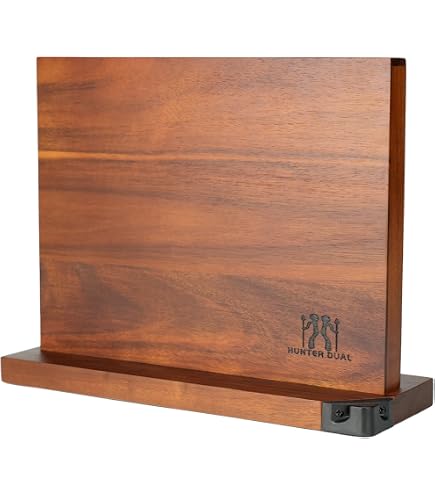 Bloc à Couteaux Magnétique Double Face FINDKING - Bois D'acacia Et Résine Rouge - 30,5 X 25,4 Cm