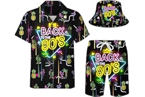 DOOPCCOR Men's 3 Piece Tracksuit Cuban Collared funny Hawaiian Shirt Shorts Button Down Sets With Bucket Hats