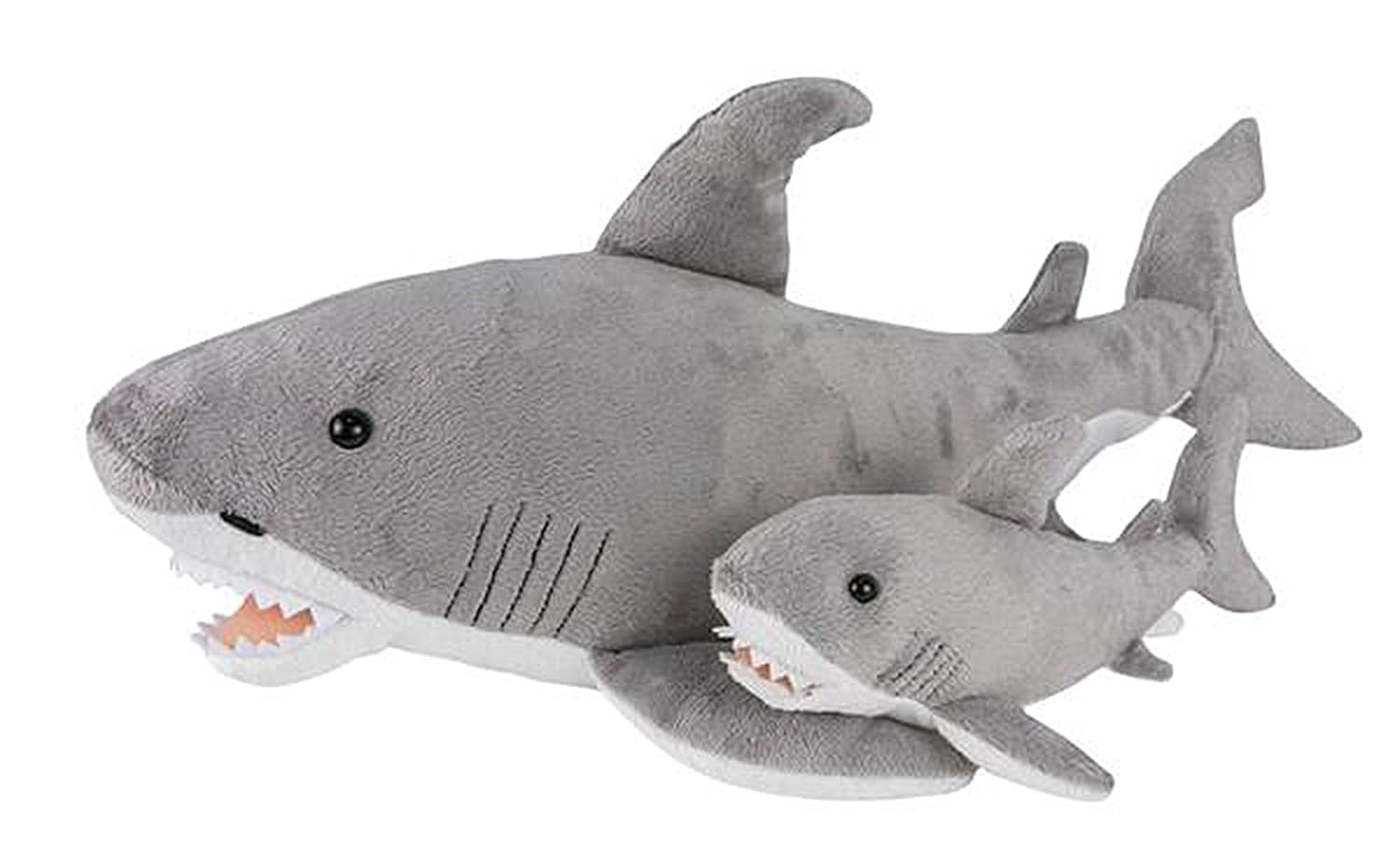Wildlife Tree 23 and 11" Stuffed Great White Shark Mom and Baby Plush Floppy Ocean Animal Family Collection