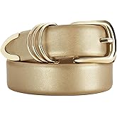 RISANTRY Women's Leather Belts with Gold Buckle Fashion Leather Waist Belt Elegant Ladies Belts for Jeans Gifts for Women