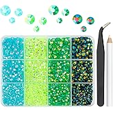 qiipii Green Jelly Resin Rhinestones Bulk 3mm 4mm 5mm Flatback Fresh Green Emerald Green Stones for Crafting Non-Hotfix Peacok AB Resin Gems Diamonds for Nails Eyes Face Makeup Tumblers DIY Crafts