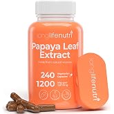 LongLifeNutri Papaya Leaf Extract 1200mg, 240 Veg Capsules, 4-Month Supply | 10:1 extract of Carica papaya leaf, 2 capsules per serving, vegetable cellulose capsule
