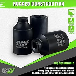 SUNHZMCKP 1/2” Drive Deep Impact Socket, Metric