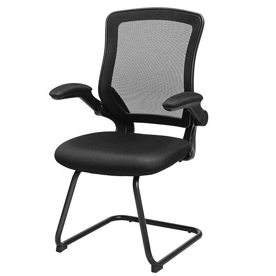 SONGMICS Bürostuhl, Besprechungsstuhl, Konferenzstuhl mit hochklappbaren Armlehnen, Sicherer Studienstuhl, Computerstuhl, Erg
