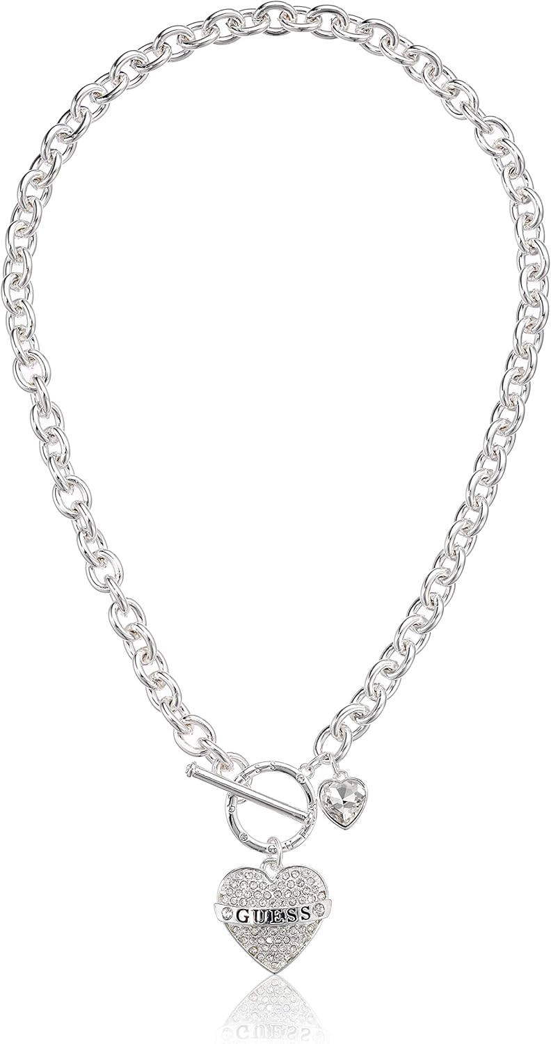 Guess Women's Toggle Logo Charm Necklace, Silver, One Size Amazon.co.uk Jewellery