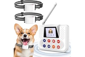 NBSUN Wireless Dog Fence System, Electric Fence for Dog & Training Collar with Big LCD Screen, Portable Wireless Fence with 2.4G PFC Antenna, Waterproof & Adjustable Dog Perimeter Collar (2 Dogs)