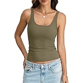 EasyGala Womens Padded Tank Top Cotton Ribbed Built in Bra Scoop Neck Camisole Top Fitted Sleeveless Basic T Shirts 2026