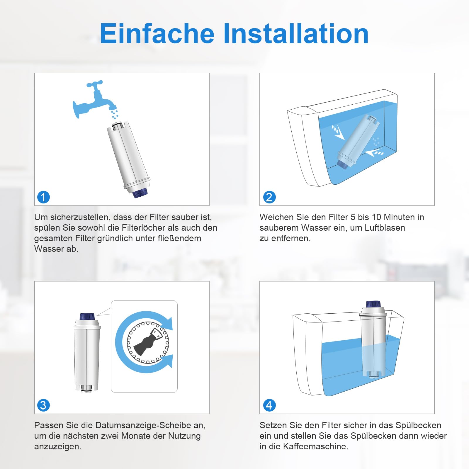 Molifal Wasserfilter, Ersatz für Delonghi Kaffeevollautomaten DLSC002 Filter, kompatibel mit Delonghi Dinamica, Magnifica S, Eletta Explorer, ETAM Autentica EPAM und ECAM-Serie Kaffeeautomat (6-Stück) 5