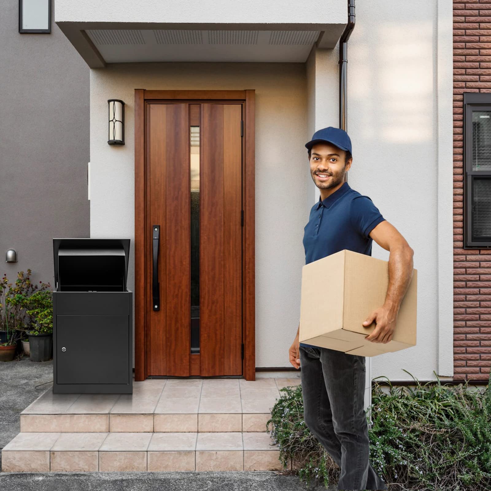 YOOBOX Large Package Delivery Box – Galvanized Steel Wall-Mounted Lockable Mailbox For Parcels