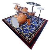 Aucuda Drum Rug Mat Non Slip 6x6.6 ft for Electric Set, Large Bule Carpet | Tightly Woven Soundproof TPR Grip Cool Accessories Bass Pedal Outdoor