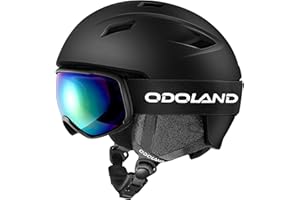 Odoland Snow Ski Helmet and Goggles Set, Sports Helmet and Protective Glasses - Windproof Protective Gear for Skiing, Snowboa