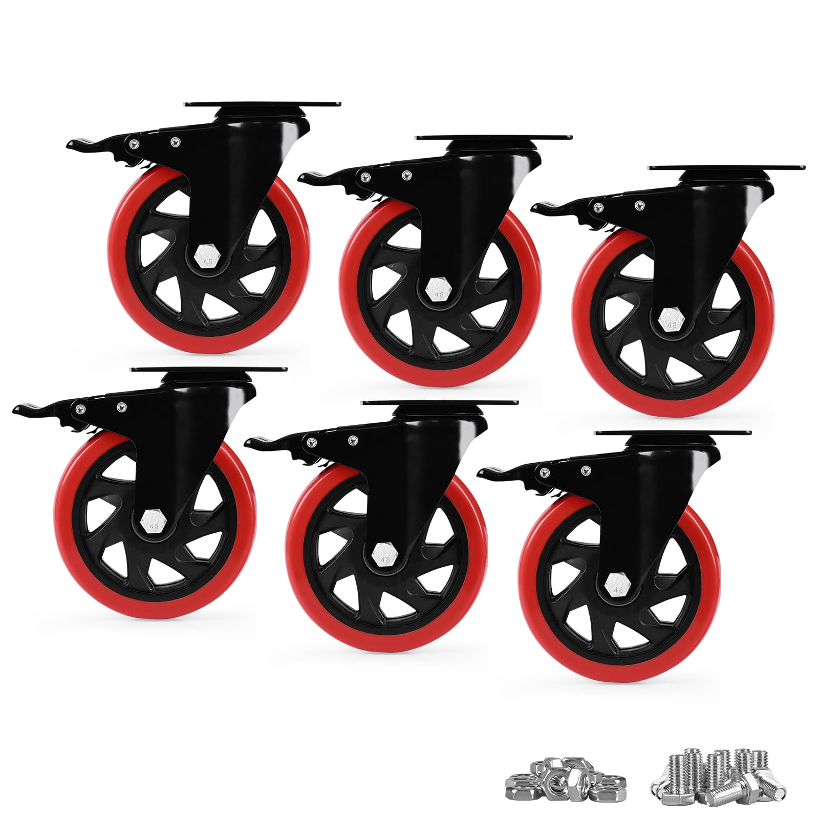 Caster Wheels, Heavy Duty 5 Inch Casters Set of