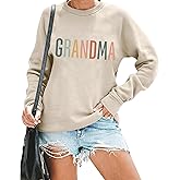 LIWYLU Grandma Sweatshirt Women Grandmother Life Long Sleeve Shirts Heart Floral Casual Mother Nana Life Pullover Top
