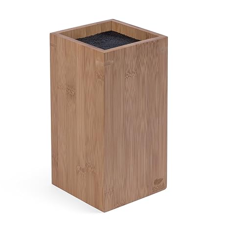 basil | Bambus Messerblock mit schonendem Borsteneinsatz | Holz Messerhalter & Universal Holzblock zur Messeraufbewahrung | K