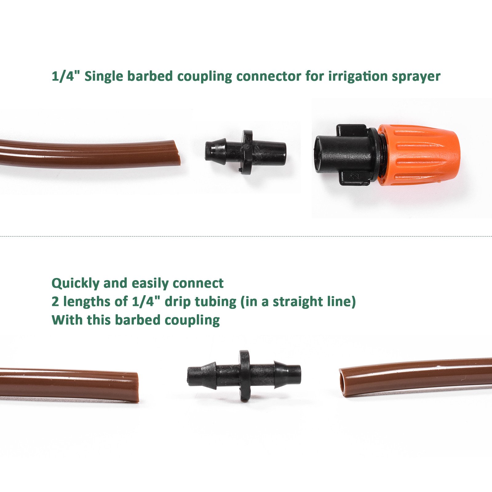 KORAM OT-E 50 Feet Blank Distribution Tubing Hose Plant Watering Irrigation Drip Kit Accessories Include Nozzle Mister Irrigation Stake, 1/2” 1/4” Tubing and Fittings