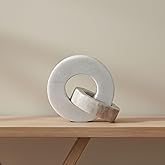 Home Decor and Bathroom Decor Marble Double Ring - Modern Shelf Sculpture and Office Accents for Room Styling - Coffee Table