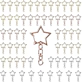 Guduling 60 Pcs Star Keychain Clasp,Star Keychain Bulk with Chain Hanging Buckle and Open Jump Ring, StarsKeychains for DIY Keychains Jewelry Making