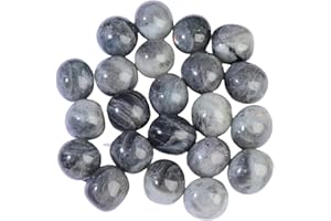 Ainuosen 1LB Natural Polished Tumble Crystals Stones,Decorative Glass Pebbles Marbles for vase Filler,Plant Rocks for pots Indoor,Aquarium Gravel for Fish Tank Decor(Labradorite 0.8-1in)