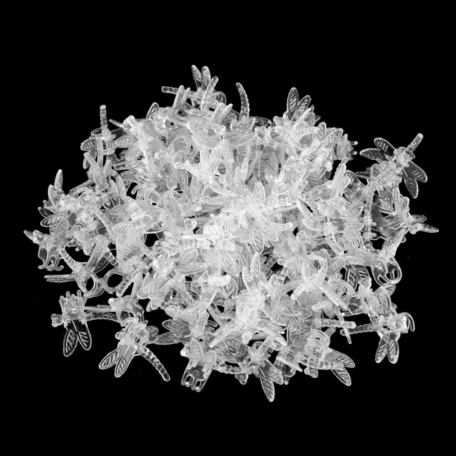 Haofy Orchid Clip 100 Pcs Plant Support Orchid Clips Vine Plant Clips, Garden Plastic Dragonfly Clips for Supporting Stems, Stalks, Vines, Transparent(transparent white)