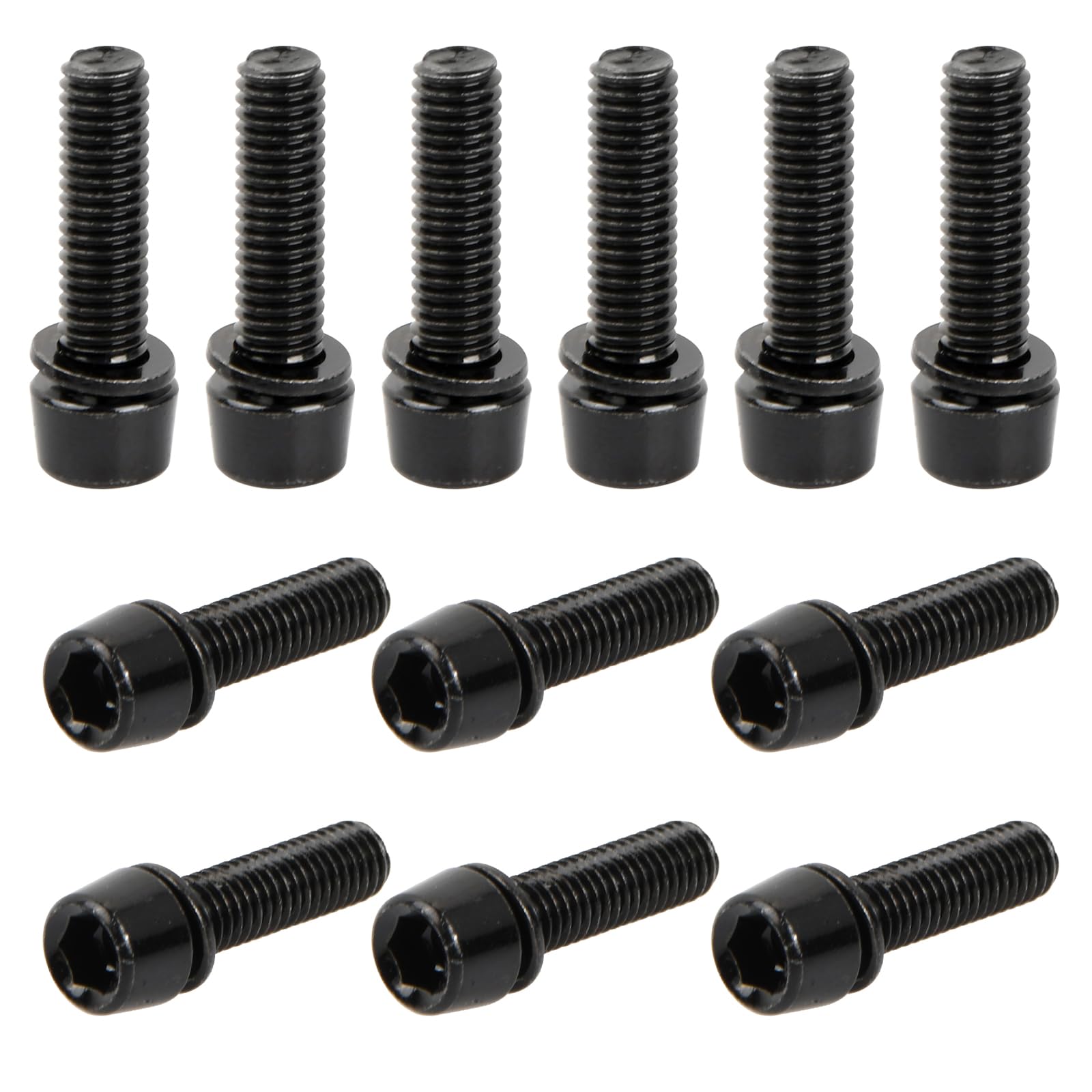 12 Pcs Bicycle Stem Bolts, M5x18mm Bike Stem Fixed Screws with Washers, 6 Colors, Stainless Steel Bike Disc Brake Caliper Bolts for Road Mountain Bicycle (Black)