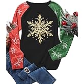 Christmas Shirts for Women Cute Raglan Long Sleeve Casual Graphic Blouse New Year Festival Tops Winter Basic Indoor Tee
