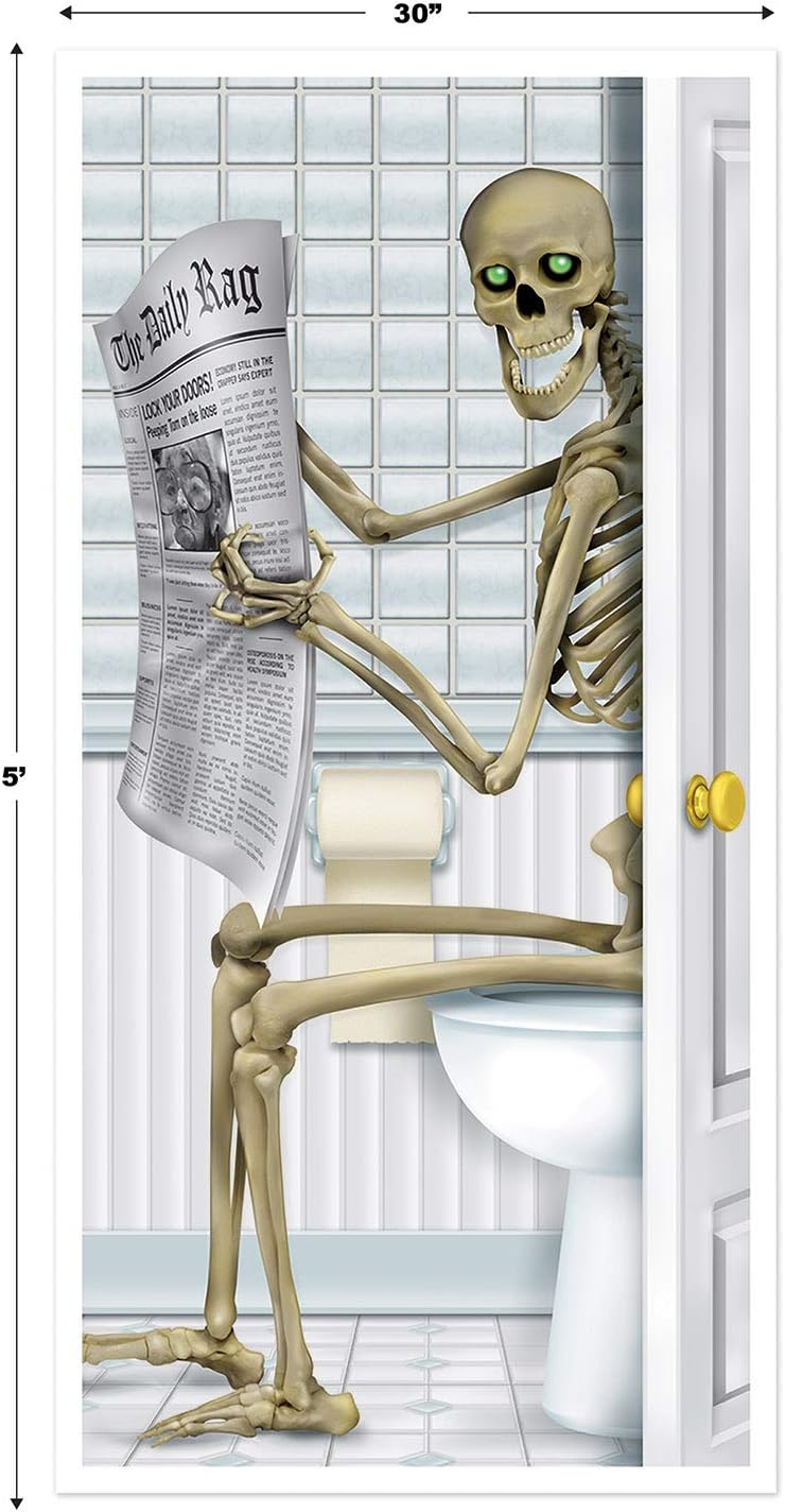 Skeleton Restroom Door Cover Party Accessory (1 count) (1/Pkg): Kitchen & Dining