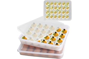 Boseen Egg Holder for Refrigerator, Deviled Egg Containers Large Plastic Egg Tray Carrier for Fridge Kitchen Egg Storage Compact Stackable Durable Clear with Lid Fits 48 Eggs 2 Pack