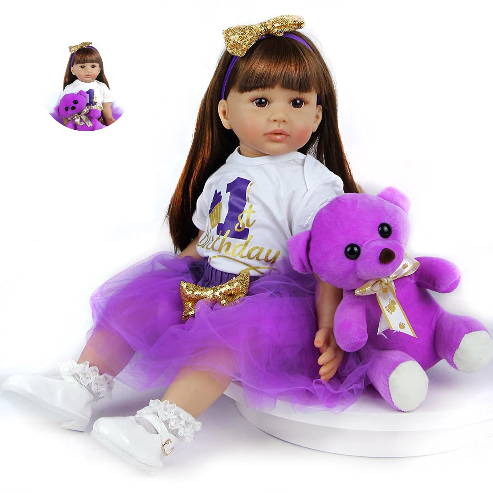 TYRUGD Reborn Baby Dolls 24 Inches 60 CM Lifelike Reborn Doll Newborn Baby Doll Reborn Dolls Reborn Baby Dolls Realistic Gift For Girls Suitable For Children