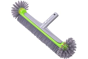 Sepetrel Pool Brush Head for Cleaning Walls,Heavy Duty Inground/Above Ground Swimming Pool Round Scrub Brushes with Premium Strong Bristle & Reinforced Aluminium Back,Grey