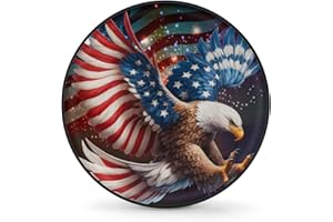 CFPOLAR Spare Tire Cover for RV Trailer, American Flag Eagle Waterproof Sun Leather Wheel Cover, Camper Spare Tire Covers Fit for Jeep Travel Trailer SUV (16 in for Diameter 29” - 31”),A-334