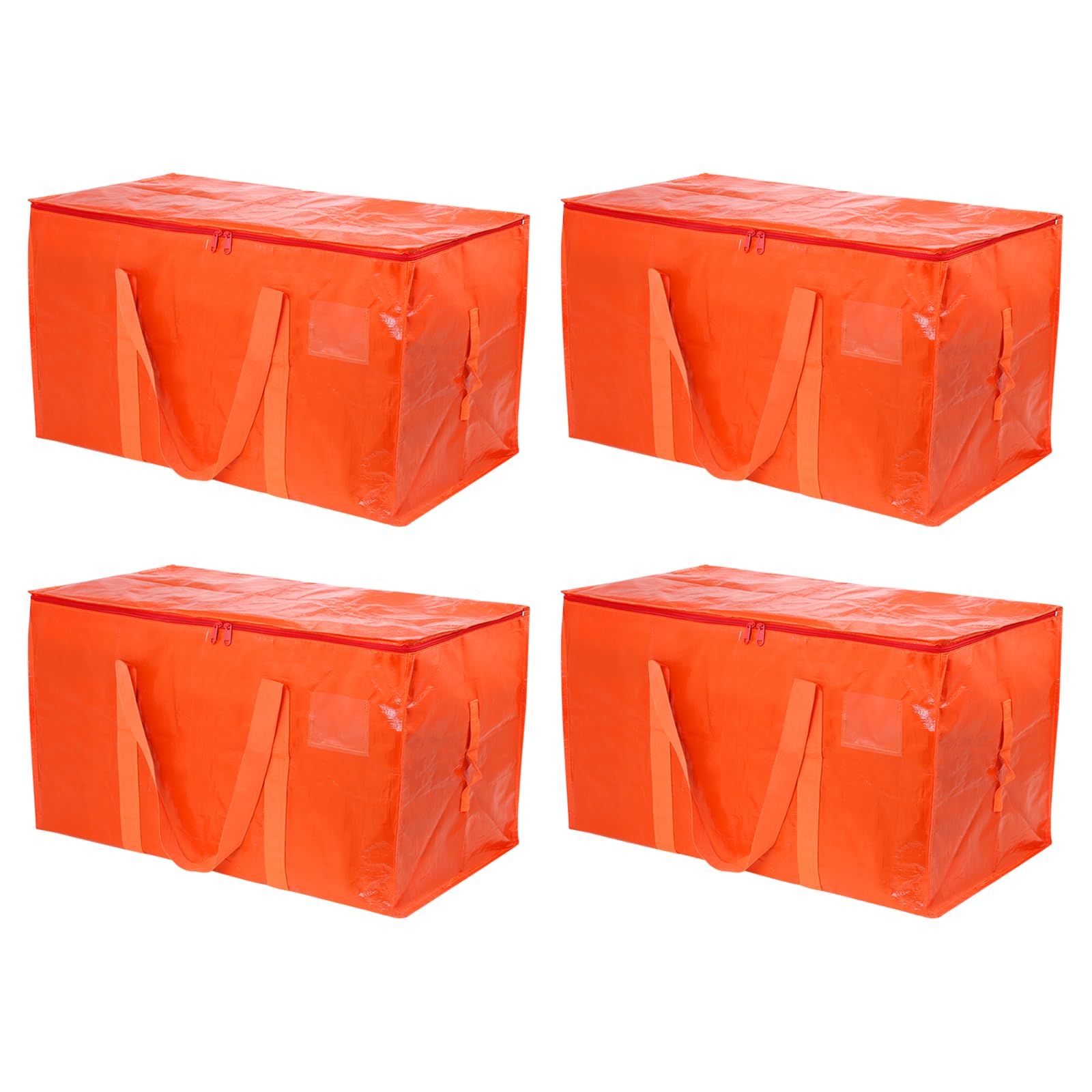 PATIKIL Extra Large Moving Bags, 4 Pack with Reinforced Handles and Zipper Storage Tote Packing Bags Collapsible for Clothes Moving Supplies,Orange