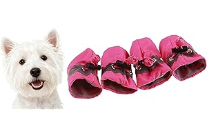 GabeFish Anti Slip Dog Socks Shoes Adjustable Drawstring Boot Paw Protectors for Small Medium Pets Cats Pink Small