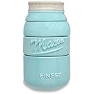 Mason Jar Measuring Cups Set - Set of 4 Ceramic Measuring Cups (1/4, 1/3, 1/2, 1 cup) in Rustic, Antique, Farmhouse Design Perfect for Your Kitchen by Sparrow Decor (Blue)