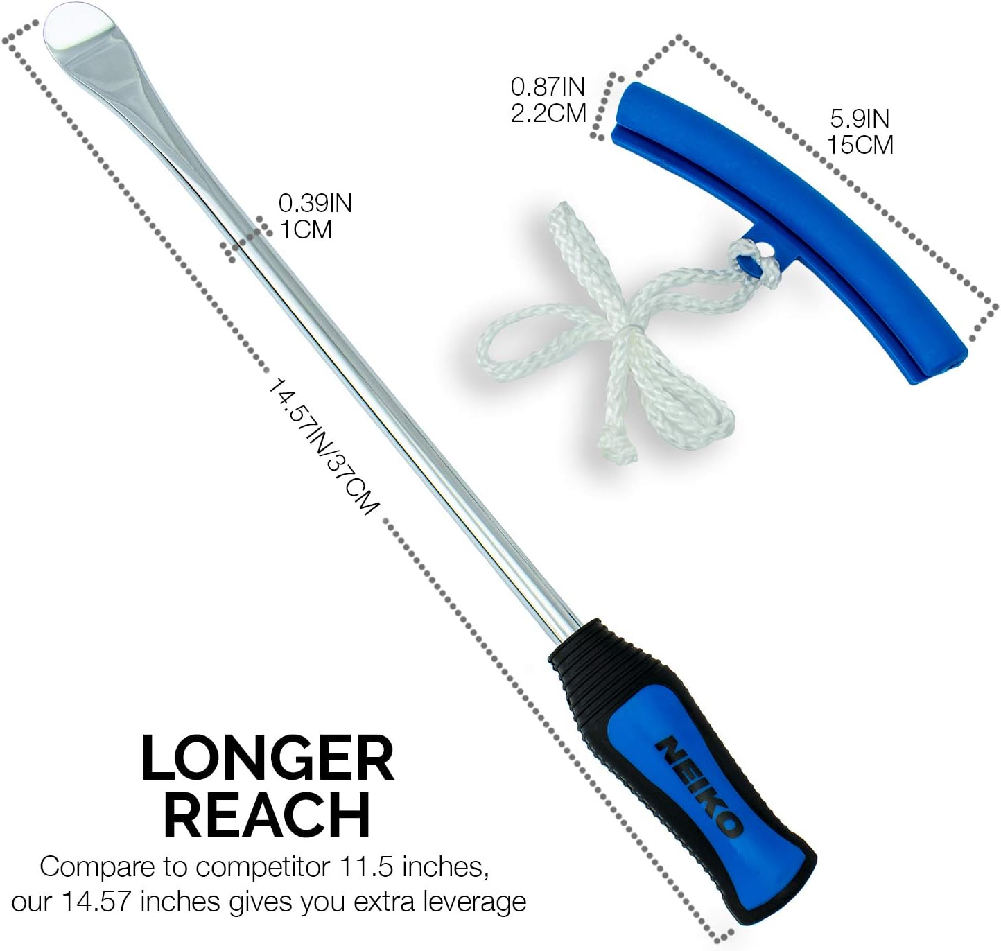 Neiko 20601A 14.5 inch Steel Tire Spoon Lever Iron Tool Kit | Professional Tire Changing Tool for Motorcycle, Dirt Bike, Lawn Mower | 3 pcs Tire Spoons | 3 Rim Protector | Valve Tool | 6 Valve Cores: Automotive